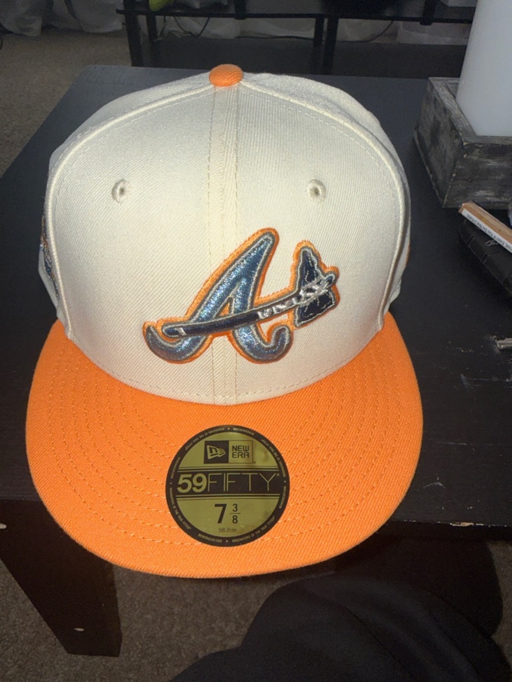 New Era Cream and Orange Atlanta Braves Fitted Cap